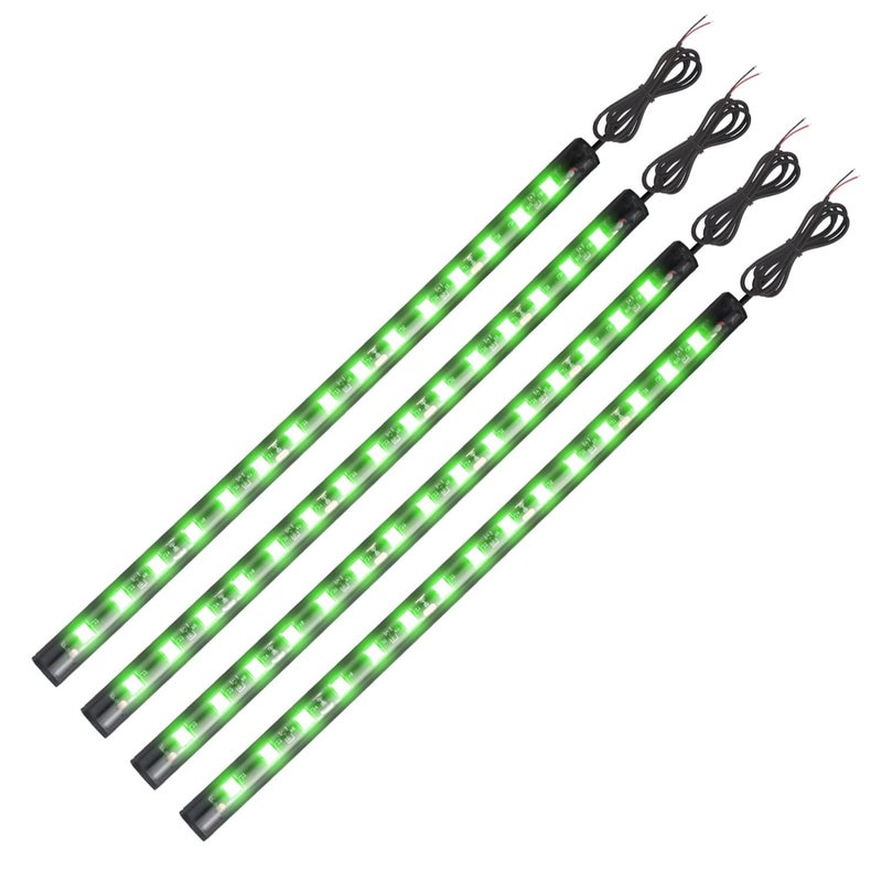 YM EBright YM E-Bright Green Led Strip Lights for Cars, 10.6 inch 27CM 5050 15 SMD Waterproof Car Underglow Lights Motorcycles Boat Decoration Led Interior Exterior Lights Strip,DC-12V, Pack of 4 - Image 1